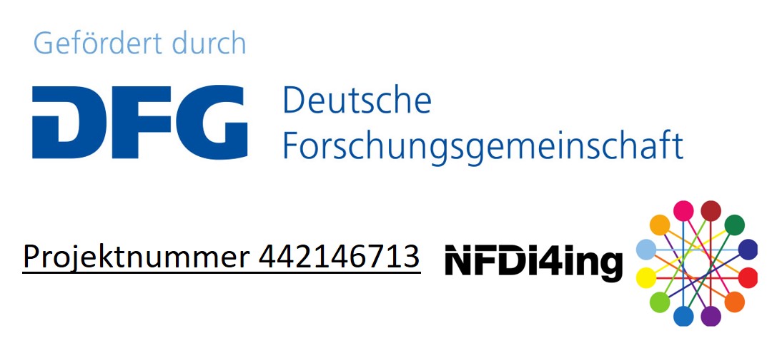 Logo der DFG und das NFDI4Ing Konsortium